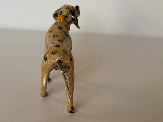 Image 1 of Chien setter Saturno en argent massif émaillé