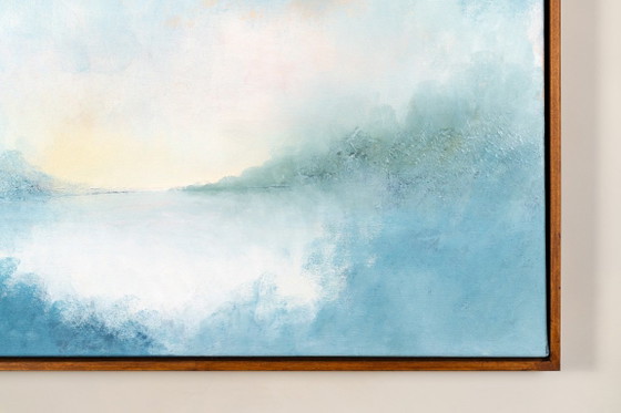 Large Original Framed Blue Abstract Landscape Painting, Textured Acrylic Canvas - The Crossing (photo 5 of 25)