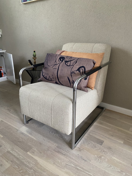 Image 1 of 2 Sessel mit Stahlgestell und Bouclé-Polsterung