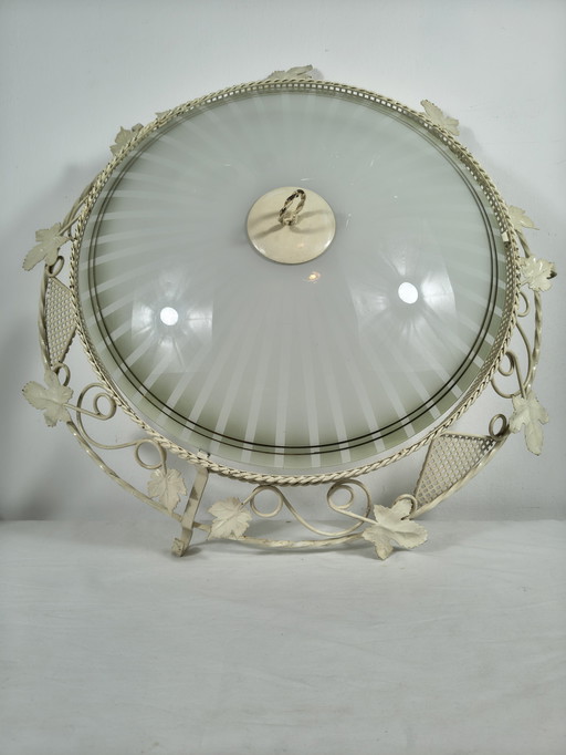 Vintage ceiling lamp Ø70 cm – Metal frame – Striped motif – Retro design