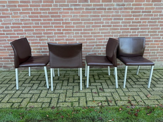 Image 1 of 4x Leolux Myto dining chairs brown leather