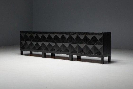 Image 1 of Brutalistisch De Coene-dressoir in gebeitst eikenhout, België, jaren 70