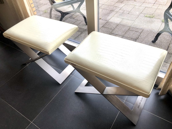 Image 1 of Philipp Plein Jet Set Ottoman Hocker Sgabello in pelle di coccodrillo