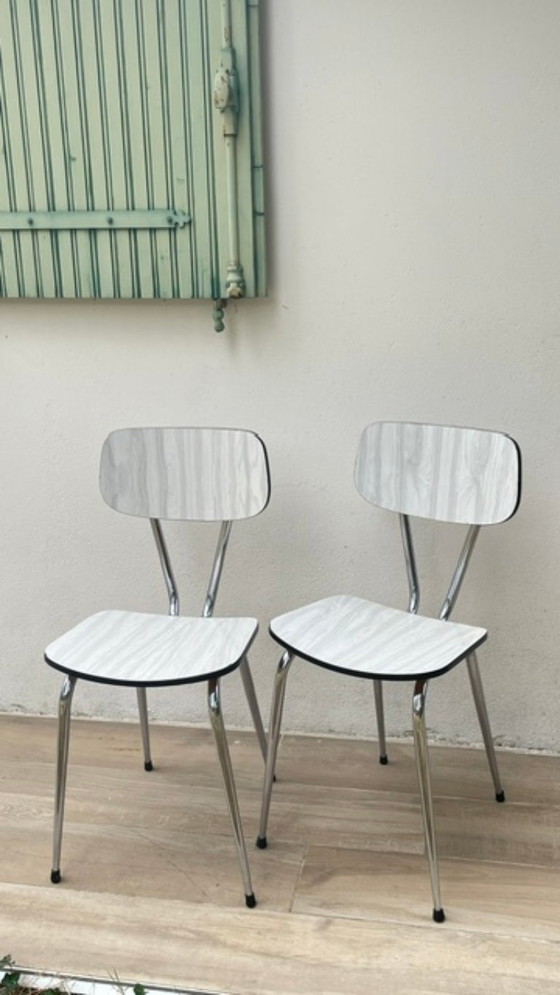 Coppia di sedie vintage in formica – Sedie da pranzo, Metal (photo 3 of 29)