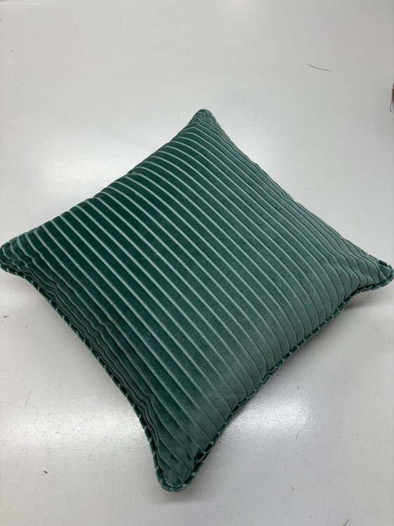 Juego de 2 cojines de terciopelo de algodón hechos a mano de doble cara – Mostaza y azul – 50 × 50 cm – Velvet (photo 4 of 5)
