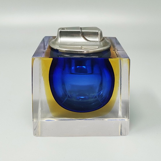 Image 1 of 1960s Stunning Blue Table Lighter in Murano Sommerso