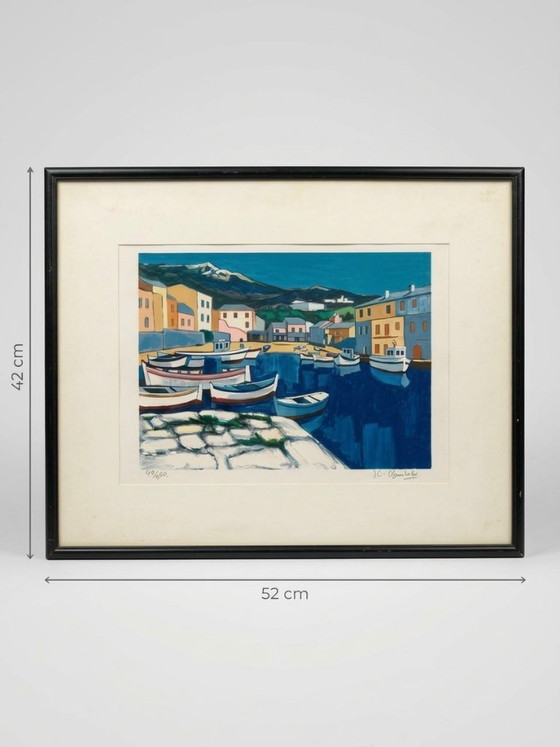 Lithograph After Jean-Claude Quilici – Port Scene – 40/250 – 52 Cm – Lithographs & prints, Glass (photo 8 of 9)