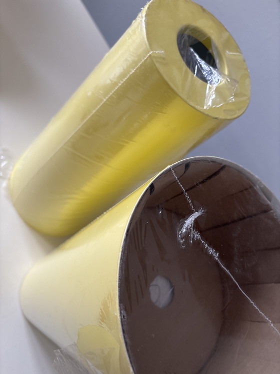 Image 1 of 2x vintage IKEA 2000 cylinder pendant lamp butter yellow