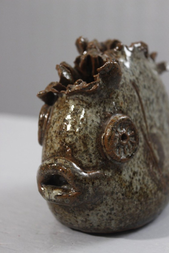 Image 1 of Alexis Kostanda a Vallauris, vaso a forma di pesce, pirite, Francia, XX secolo