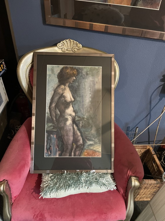 Image 1 of Deux ivrognes nus signés H Veer, tout comme le grand tableau hérité.