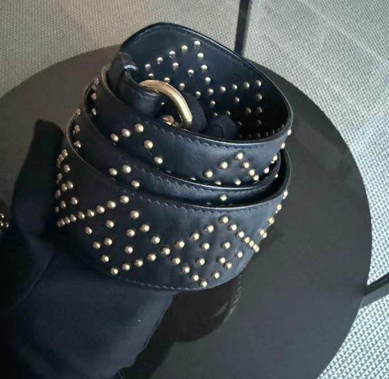 Image 1 of DIOR LADY MINI GESTEPPTES NIETENBELEUCHTUNGS-LAMMLEDER SCHWARZ GOLDENE BESCHLÄGE