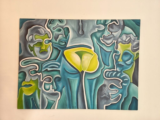 Pintura al óleo alegre y colorida