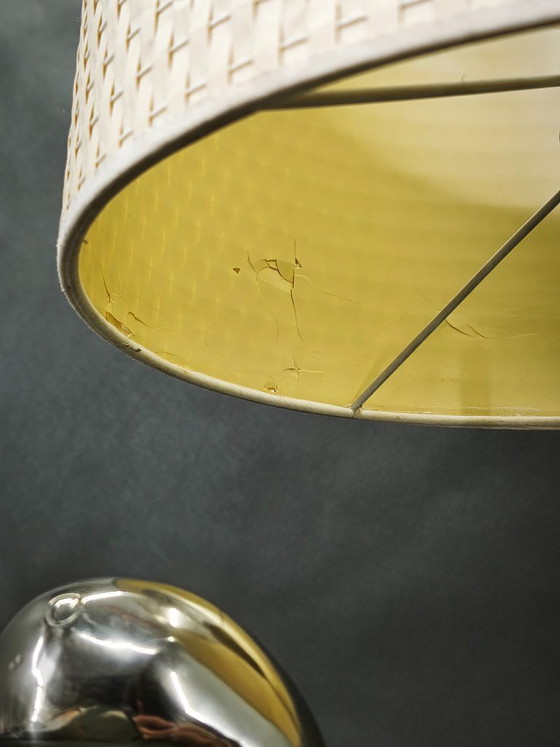 Image 1 of Italian Chrome Duck Table Lamp with Original Shade, 1970s
