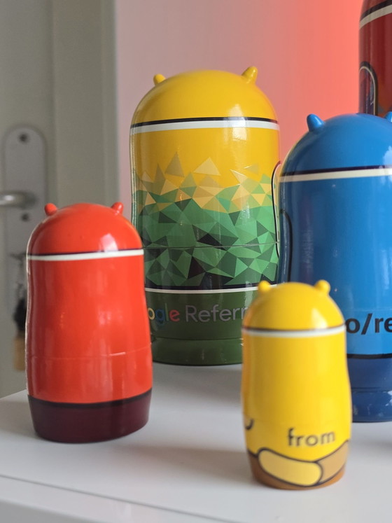Set di Matrioske in Legno Google Android Ufficiale Estremamente Raro 6 pezzi, Oggetti decorativi, Multicolore (foto 6 di 14)