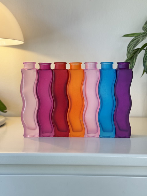 Set of Vintage IKEA "Skamt" Squiggle Zigzag Vases - Beautiful Colors - 1990s