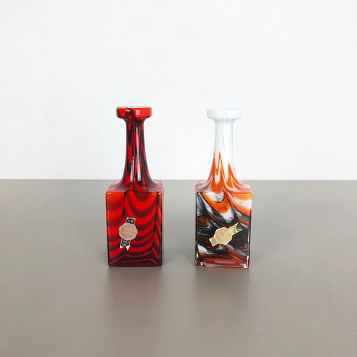 Paire de vases pop art vintage par Opaline Florence, Italie 1970