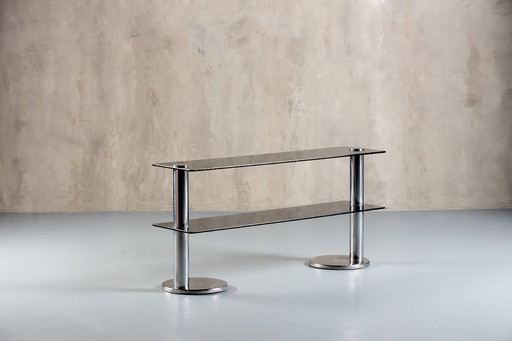 Buffet en verre fumé et aluminium, Italie, années 1970