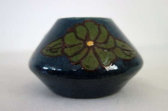 Art Nouveau ceramic Vase by Schlibs, France, 1920s, Blue, Vintage (photo 2 of 8)
