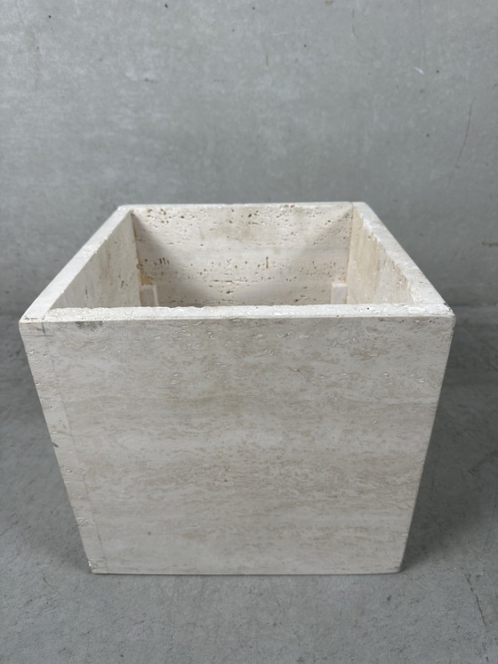 Image 1 of Vintage coffee table / side table - travertine and brass