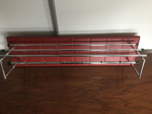 Vintage kapstok chroom skai leer