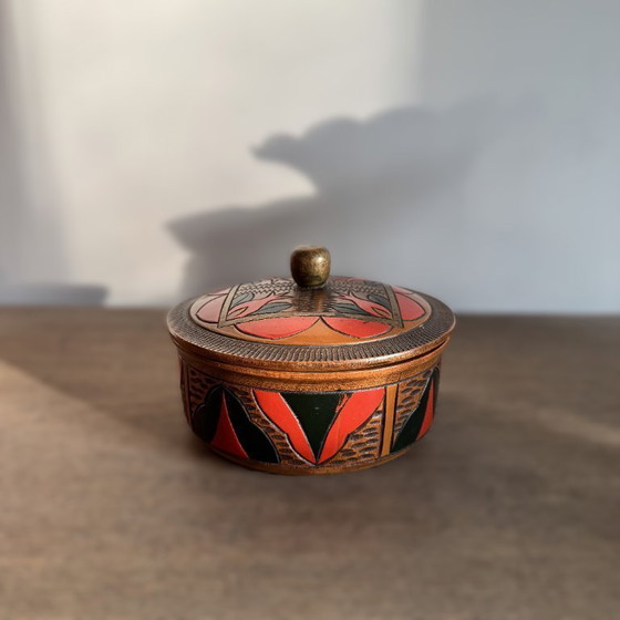 Image 1 of Authentic Amsterdam School lidded box – Pyrography – ca. 1920