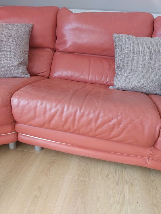 Image 1 of Leather sofa brique color
