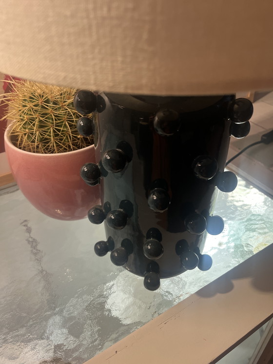 Image 1 of Tafel Lamp Donker Turkoois Met Noppen