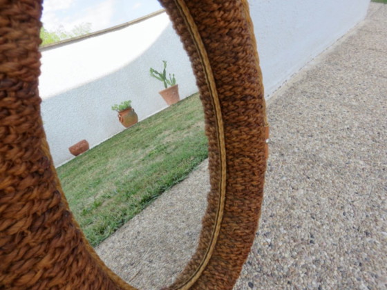 Audoux Minet, Miroir en corde tressée et cuir, XXL, France, vers 1960 – AUDOUX  MINET, Textile (photo 9 of 12)