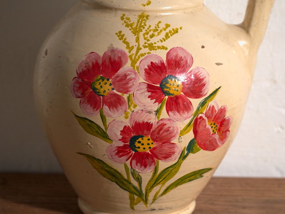 Cruche en céramique émaillée antique, Europe Centrale, circa 1920, Vaisselle, Jaune (photo 3 sur 9)