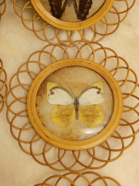 Image 1 of Sottobicchieri vintage in bambù con farfalle