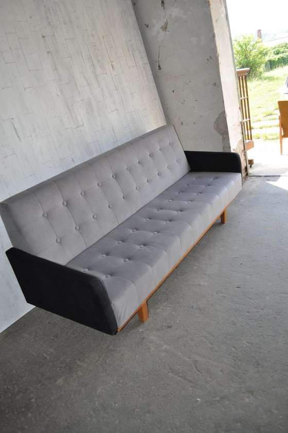 Mid-Century Bank, jaren 60 – Bankstel, Fluweel, Mid Century Modern (photo 3 of 6)