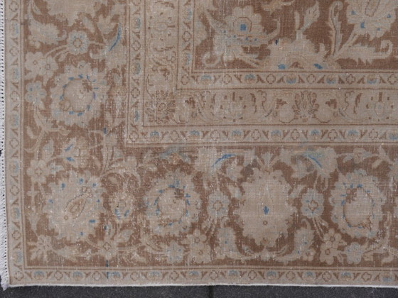 Image 1 of Vintage Ziegler Tabriz rug, brown and blue, 400 x 276 cm, for living room and dining room.