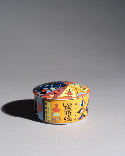 Caja de porcelana Rosenthal con tapa «Aventuras en Asia» Colección Reiseimpressionen