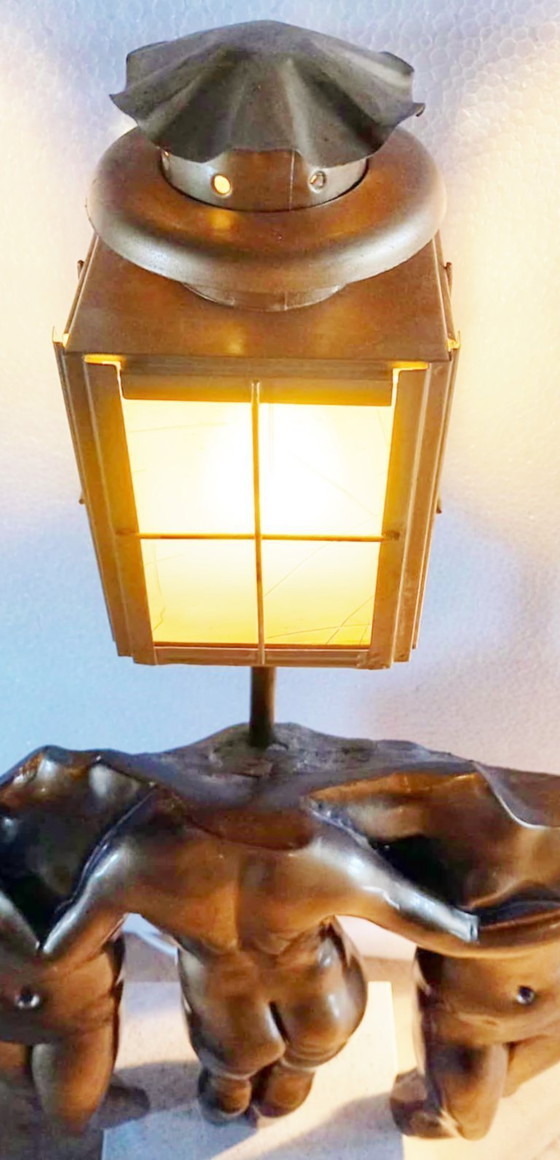 Grande lampe sculpture au design vintage - Style Hollywood Regency, par l'artiste belge Christian Defays. (photo 2 of 7)