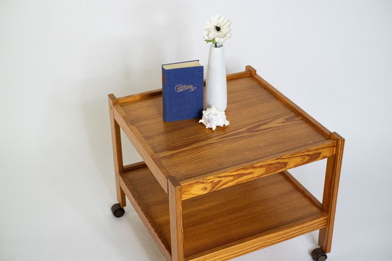 Image 1 of Vintage teak tea trolley with two levels and castors