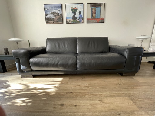 Natuzzi Canapé en cuir noir