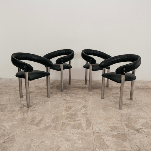 Dining Set of 4 Armchairs, 70s Design, Vintage, Modern