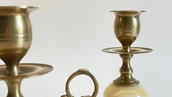 Image 1 of Candelieri vintage in onice, marmo e ottone