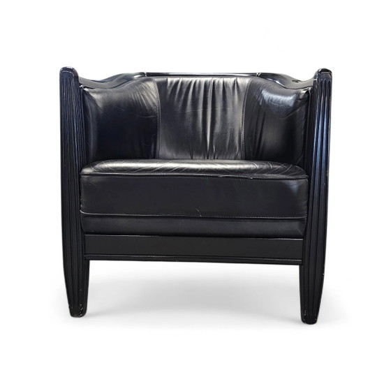 2 x fauteuil en cuir noir années 80 / style Art Déco / bon état – Leather, Art Deco (photo 13 of 19)