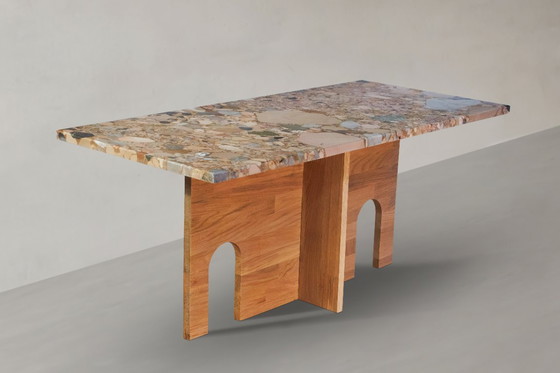 Image 1 of Couchtisch recta Ceppo Rosso aus Naturstein und Massivholz Eiche