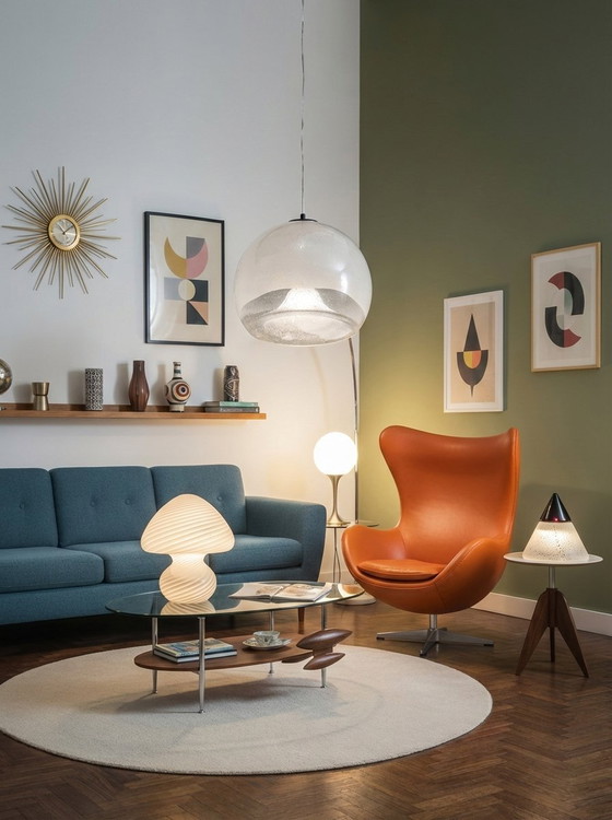 Image 1 of Globo de Murano Pulegoso y Lattimo – Colgante Space Age de Ø 40 cm