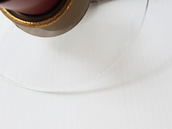 Image 1 of PRACHTIGE DUBBELE METALEN WANDLAMP, MESSING & GLAS, VINTAGE UIT DE JAREN 1940-1950