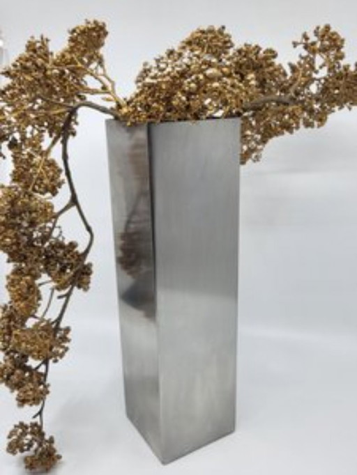 Modernist brushed aluminium vase Vintage, Mid - Century, Space Age