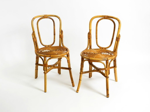 Coppia di bellissime e rare sedie italiane in bambù originali del 1960