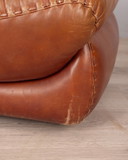 Vintage 70s Leather Pouf Footrest Mod. "Sapporo" Design Mobil Girgi