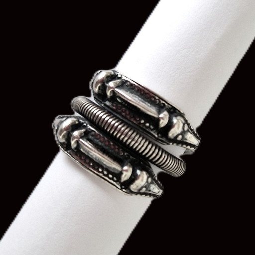 Deense zilveren ring met slangen - Uniek - Maat 18,5