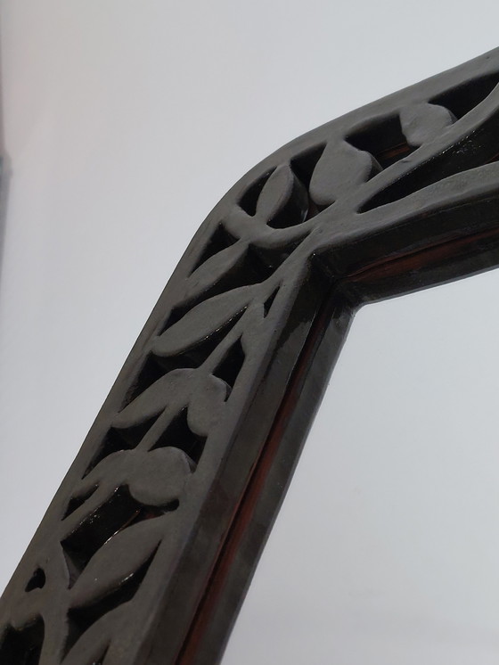 Image 1 of Specchio da parete in ceramica vintage disegnato da un artista con decoro floreale