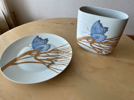 Decoratieve Schaal + Vaas Met Vlindermotieven
