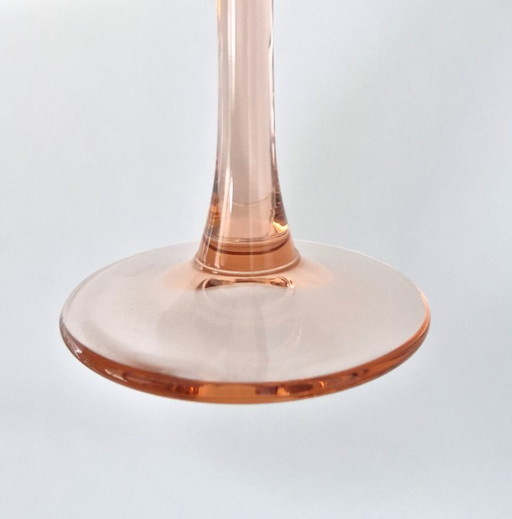 Vintage Luminarc champagneglazen (4 stuks) met pastelroze stelen. – glazen karaffen, Glass (photo 2 of 6)