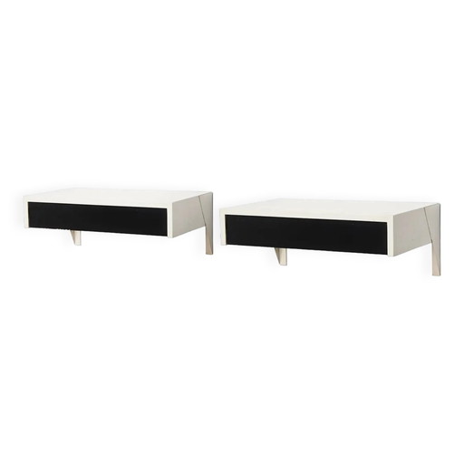 Set van twee Martin Visser DD01 Bergeijk wandplanken met lades voor Spectrum, Nederland 1956 – wandrek, Wood, Metal, Design